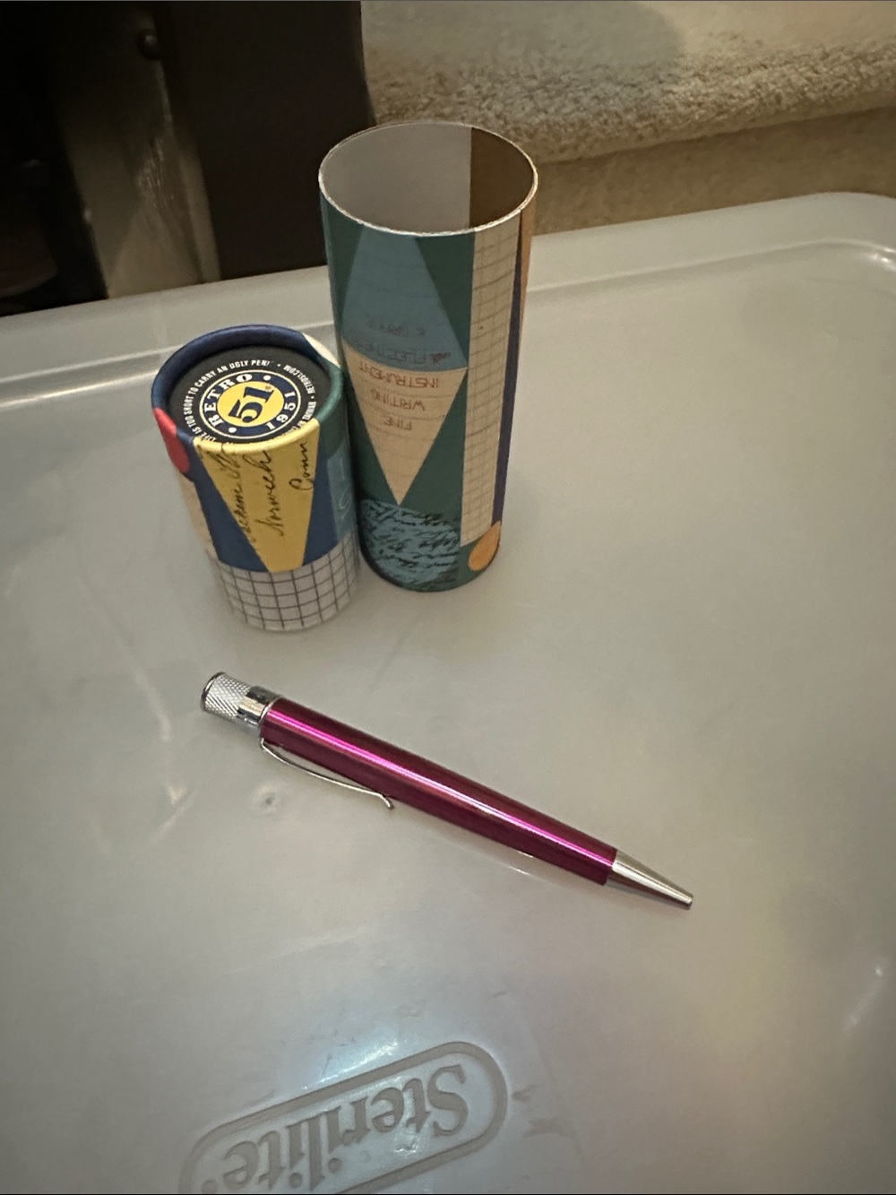 Metal Click Pen in Fuchsia Pink - Sleek Writing Pen- Retro 1951 (Tornado)